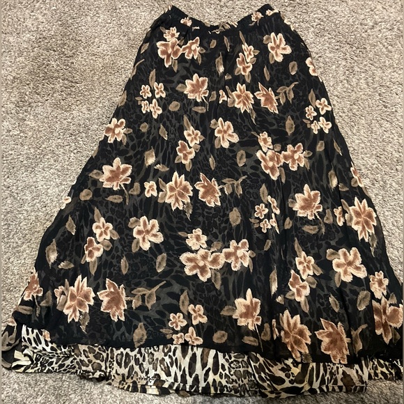 Reversible Floral and Animal Print Women's Maxi Skirt Flowy Small - Picture 4 of 7
